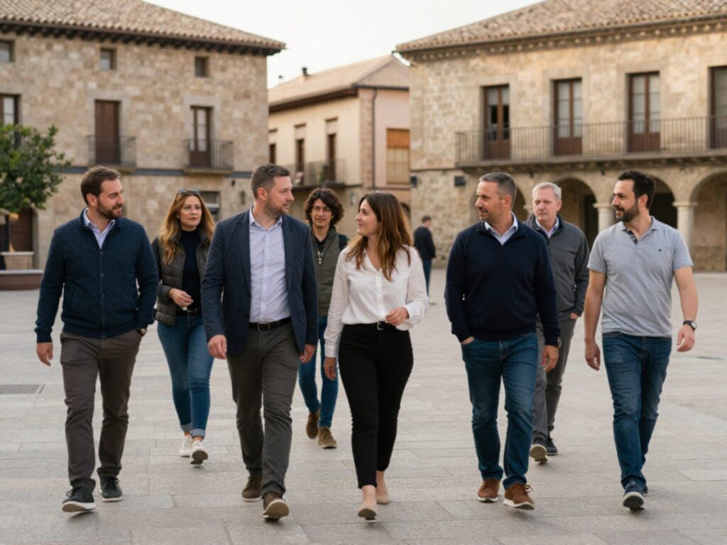 Grupo de trabajadores durante una actividad de team building corporativo